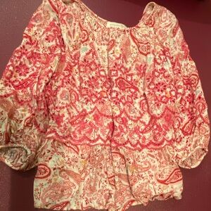Floral Paisley Blouse - Pink and White